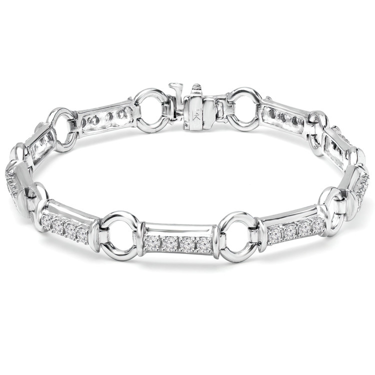 1 7/8 CTW Round Diamond Link Bracelet in 14K White Gold (MD230233)
