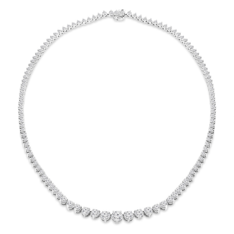 16 1/3 CTW Round Diamond Graduated Tennis Necklace in 14K White Gold (MD230245)