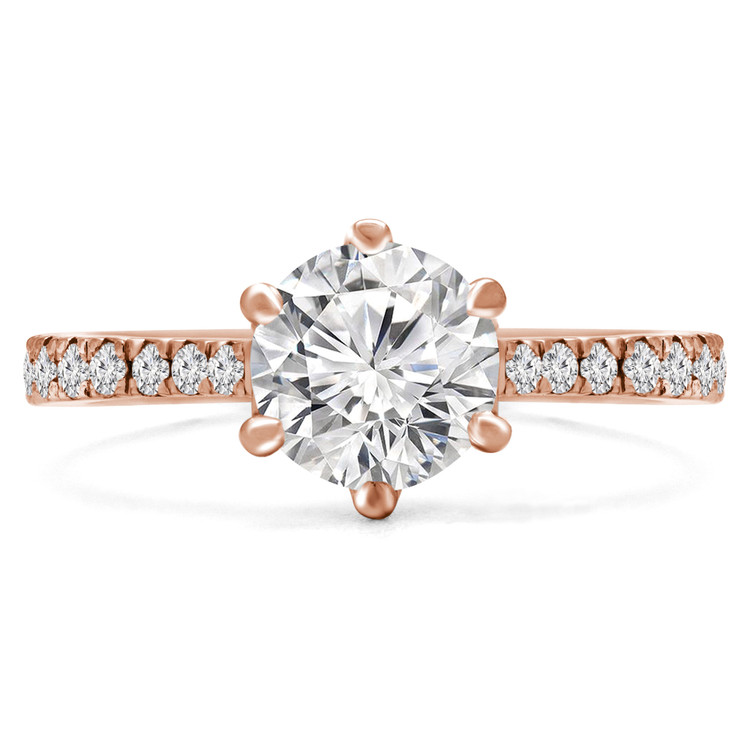 Round Diamond Solitaire with Accents Engagement Ring in Rose Gold (MVS0234-R)