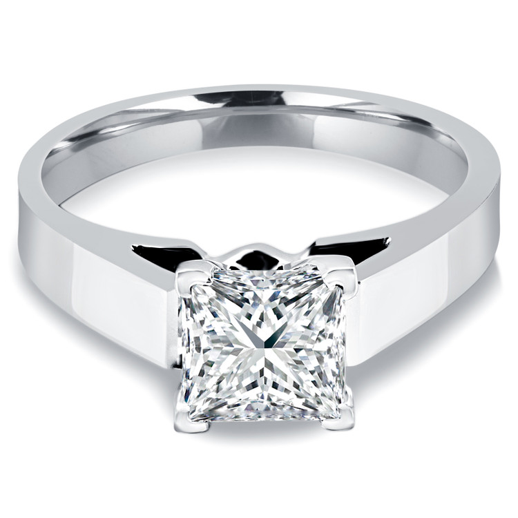 Princess Diamond Cathedral Solitaire Engagement Ring in White Gold (MVS0004-W)