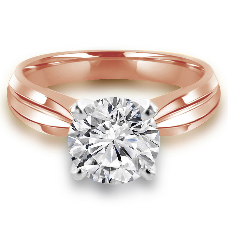 Round Diamond Tapered Shank Solitaire Engagement Ring in Rose Gold (MVS0005-R)