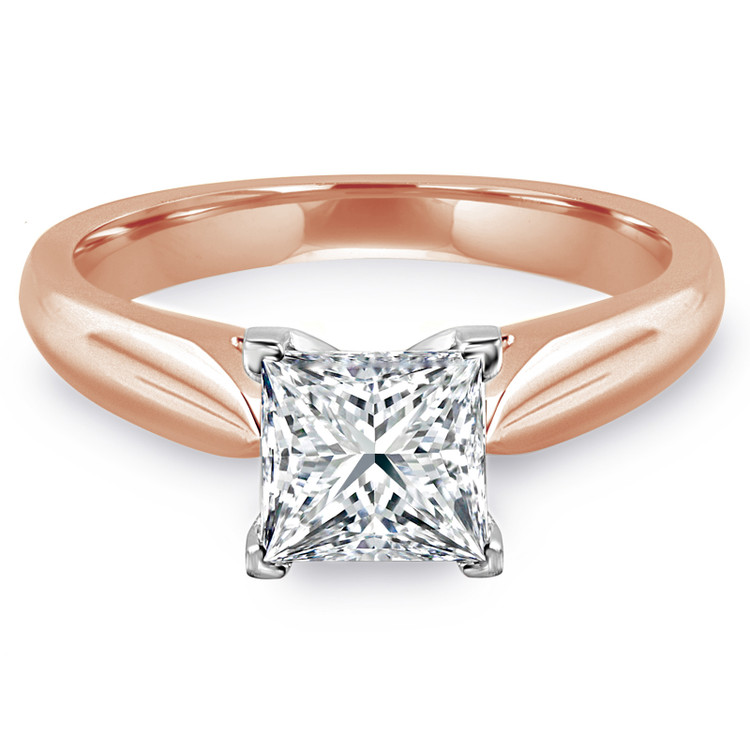 Princess Diamond Solitaire Engagement Ring in Rose Gold (MVS0010-R)