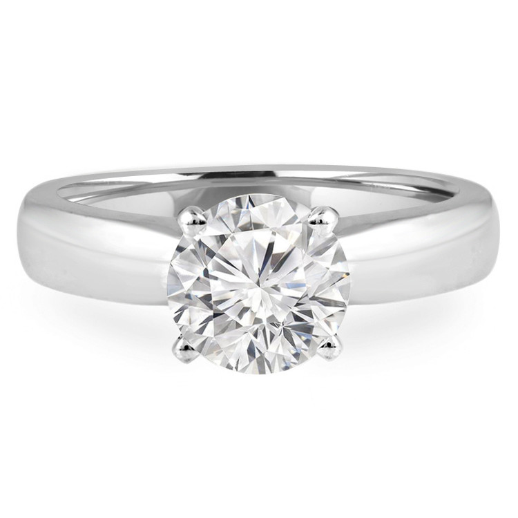 Round Diamond Solitaire Engagement Ring in White Gold (MVS0011-W)