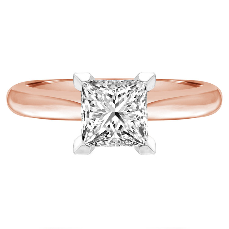 Princess Diamond V-Prong Solitaire Engagement Ring in Rose Gold (MVS0027-R)