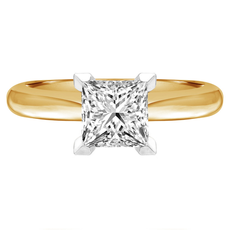 Princess Diamond V-Prong Solitaire Engagement Ring in Yellow Gold (MVS0027-Y)