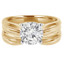 Round Diamond Solitaire Engagement Ring and Wedding Band Set Ring in Yellow Gold (MVS0030-Y)