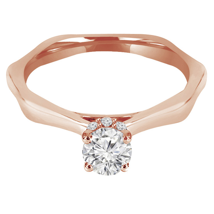 Round Diamond Solitaire with Accents Engagement Ring in Rose Gold (MVS0033-R)