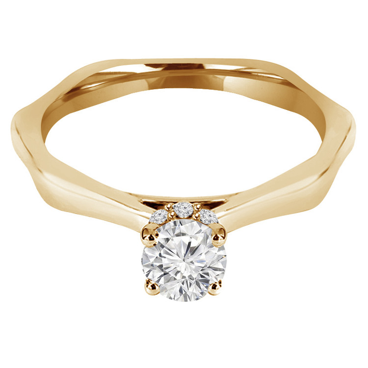 Round Diamond Solitaire with Accents Engagement Ring in Yellow Gold (MVS0033-Y)