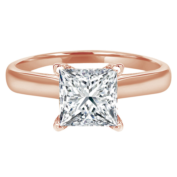 Princess Diamond Solitaire Engagement Ring in Rose Gold (MVS0040-R)