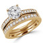 Round Diamond Solitaire with Accents Engagement Ring and Wedding Band Set Ring in Yellow Gold (MVS0045-Y)