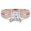Princess Diamond Split-Shank Solitaire with Accents Engagement Ring in Rose Gold (MVS0046-R)