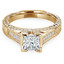 Princess Diamond Solitaire with Accents Engagement Ring in Yellow Gold (MVS0047-Y)