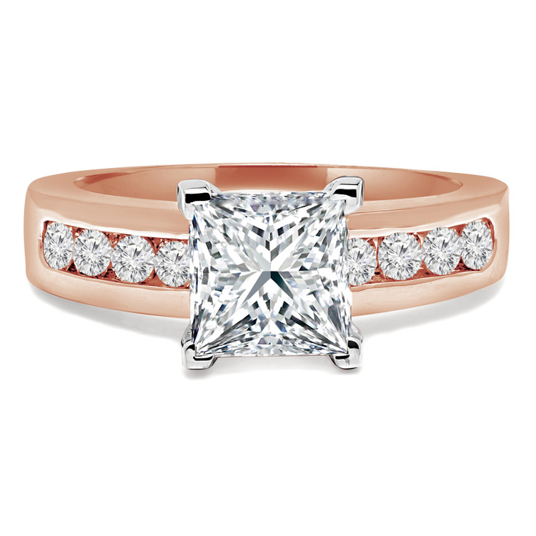 Princess Diamond Solitaire with Accents Engagement Ring in Rose Gold (MVS0048-R)