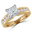 Princess Diamond Solitaire with Accents Engagement Ring in Yellow Gold (MVS0048-Y)