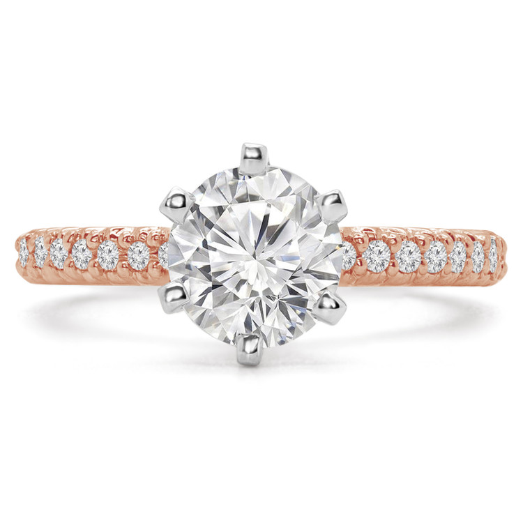 Round Diamond Solitaire with Accents Engagement Ring in Rose Gold (MVS0052-R)