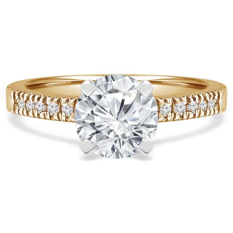 Round Diamond Solitaire with Accents Engagement Ring in Yellow Gold (MVS0053-Y)