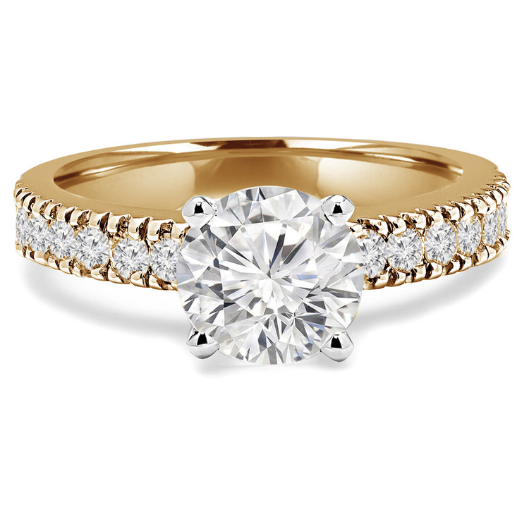 Round Diamond Solitaire with Accents Engagement Ring in Yellow Gold (MVS0058-Y)