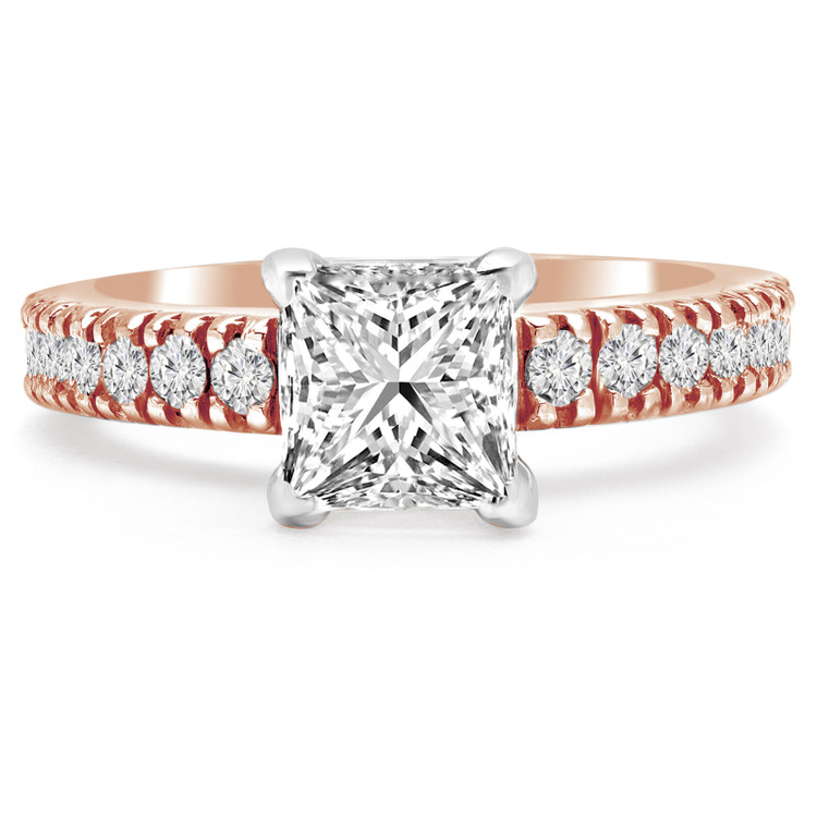 Princess Diamond Solitaire with Accents Engagement Ring in Rose Gold (MVS0059-R)