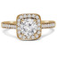 Round Diamond Cushion Halo Engagement Ring in Yellow Gold (MVS0065-Y)