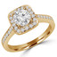 Round Diamond Cushion Halo Engagement Ring in Yellow Gold (MVS0065-Y)
