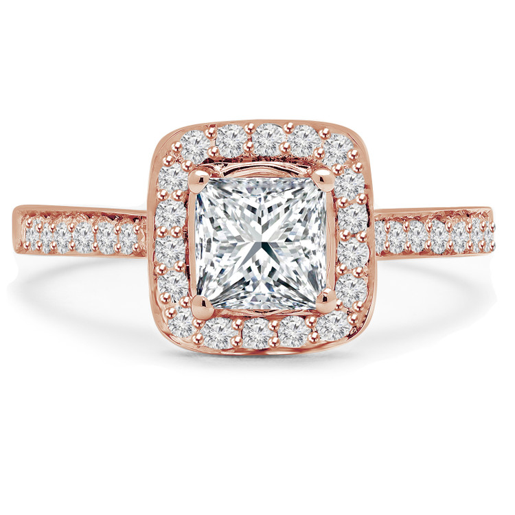 Princess Diamond Cushion Halo Engagement Ring in Rose Gold (MVS0066-R)
