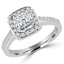 Princess Diamond Cushion Halo Engagement Ring in White Gold (MVS0066-W)
