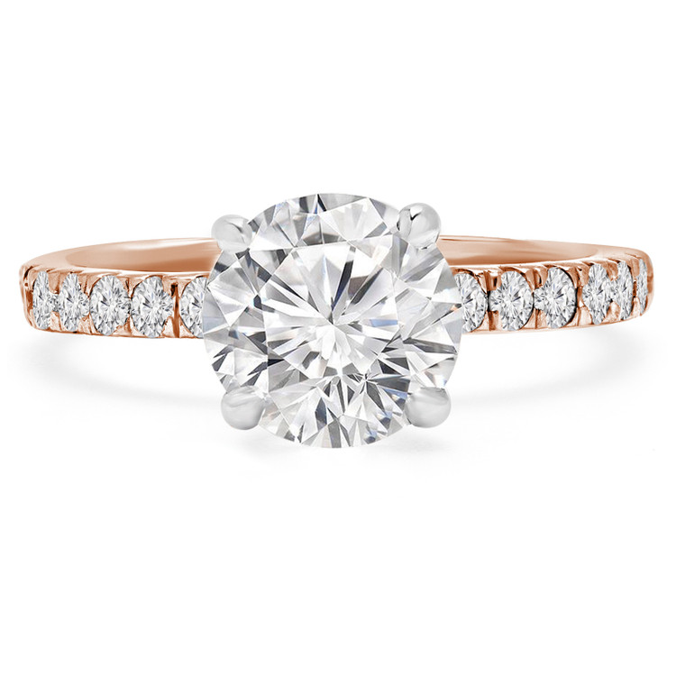 Round Diamond Solitaire with Accents Engagement Ring in Rose Gold (MVS0069-R)