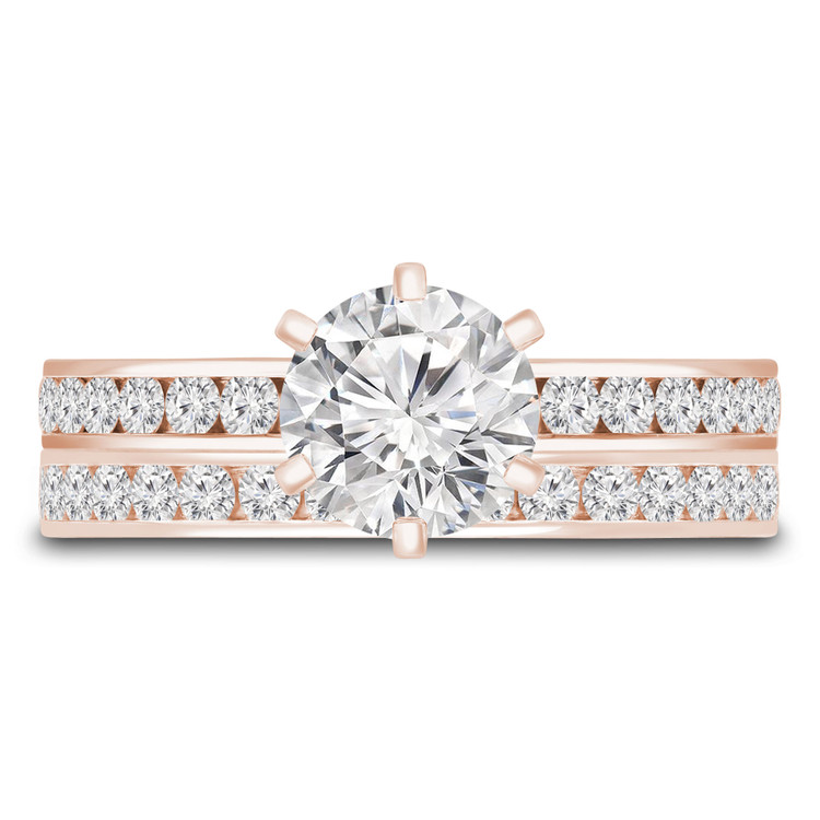 Round Diamond Solitaire with Accents Engagement Ring and Wedding Band Set Ring in Rose Gold (MVS0072-R)
