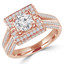 Round Diamond Split-Shank Square Halo Engagement Ring in Rose Gold (MVS0073-R)