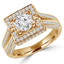 Round Diamond Split-Shank Square Halo Engagement Ring in Yellow Gold (MVS0073-Y)