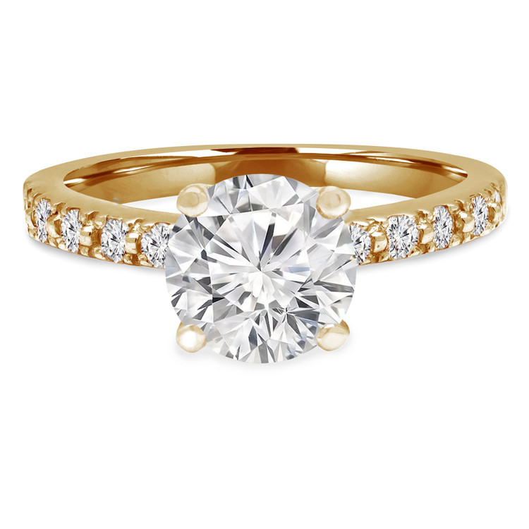 Round Diamond Solitaire with Accents Engagement Ring in Yellow Gold (MVS0077-Y)