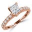 Princess Diamond Solitaire with Accents Engagement Ring in Rose Gold (MVS0078-R)