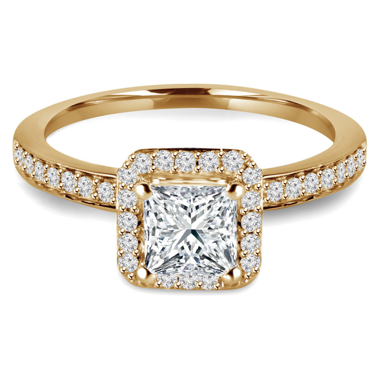 Princess Diamond Cushion Halo Engagement Ring in Yellow Gold (MVS0082-Y)