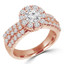 Round Diamond 3 Row Halo Engagement Ring in Rose Gold (MVS0084-R)