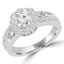 Round Diamond Vintage Split-Shank Halo Engagement Ring in White Gold (MVS0086-W)