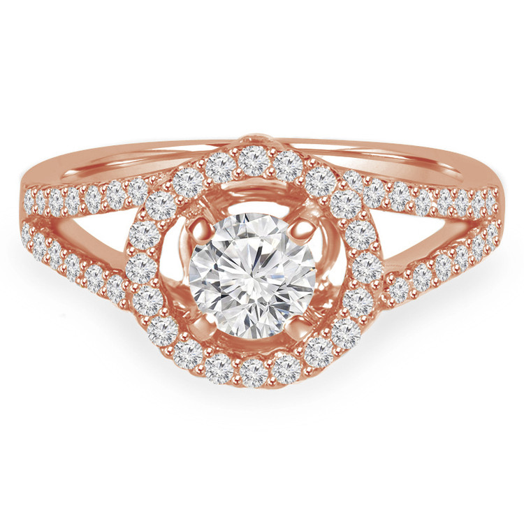 Round Diamond Split-Shank Round Halo Engagement Ring in Rose Gold (MVS0088-R)