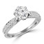 Round Diamond Vintage Solitaire with Accents Engagement Ring in White Gold (MVS0092-W)