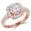 Round Diamond Cushion Halo Engagement Ring in Rose Gold (MVS0098-R)