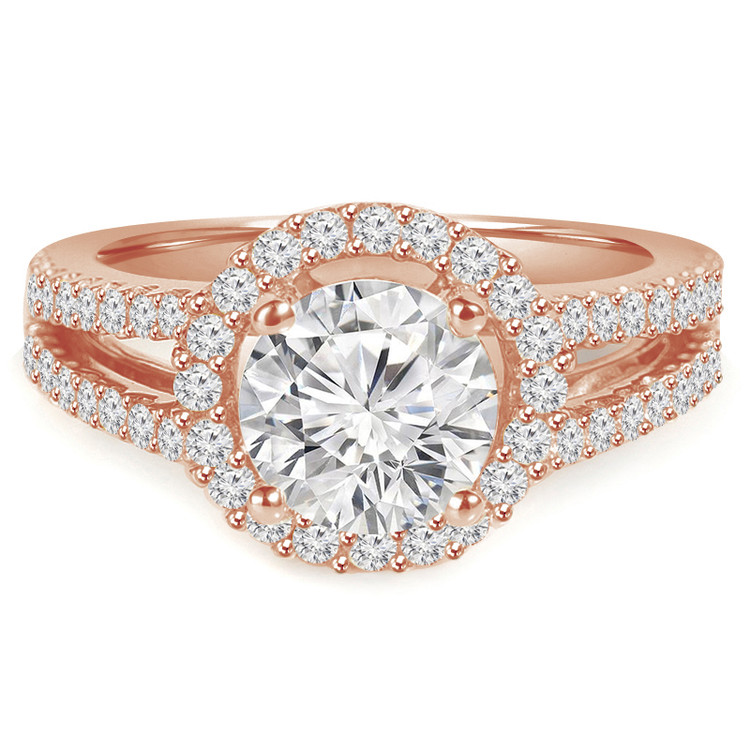 Round Diamond Split-Shank Round Halo Engagement Ring in Rose Gold (MVS0100-R)
