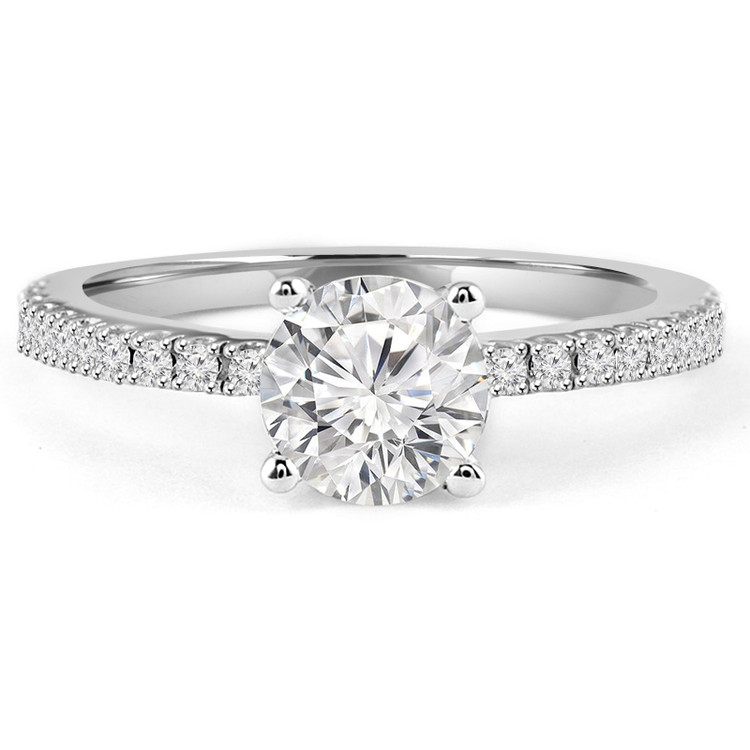Round Diamond Solitaire with Accents Engagement Ring in White Gold (MVS0101-W)