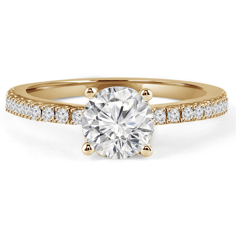 Round Diamond Solitaire with Accents Engagement Ring in Yellow Gold (MVS0101-Y)