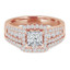 Princess Diamond Square Halo Engagement Ring and Wedding Band Set Ring in Rose Gold (MVS0111-R)