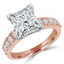 Princess Diamond Solitaire with Accents Engagement Ring in Rose Gold (MVS0120-R)