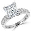 Princess Diamond Solitaire with Accents Engagement Ring in White Gold (MVS0120-W)