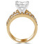 Princess Diamond Solitaire with Accents Engagement Ring and Wedding Band Set Ring in Yellow Gold (MVS0121-Y)