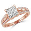 Princess Diamond Split-Shank Solitaire with Accents Engagement Ring in Rose Gold (MVS0123-R)