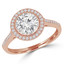 Round Diamond Bezel Set Round Halo Engagement Ring in Rose Gold (MVS0125-R)