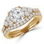 Round Diamond Solitaire with Accents Engagement Ring and Wedding Band Set Ring in Yellow Gold (MVS0126-Y)
