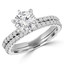 Round Diamond Solitaire with Accents Engagement Ring and Wedding Band Set Ring in White Gold (MVS0127-W)