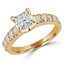 Princess Diamond Solitaire with Accents Engagement Ring in Yellow Gold (MVS0130-Y)